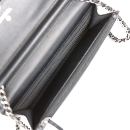 Chanel Wallet on Chain WOC Boy Black Lambskin Aged Silver Hardware