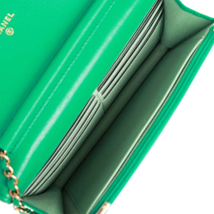 Chanel Wallet on Chain WOC Green Caviar Light Gold Hardware