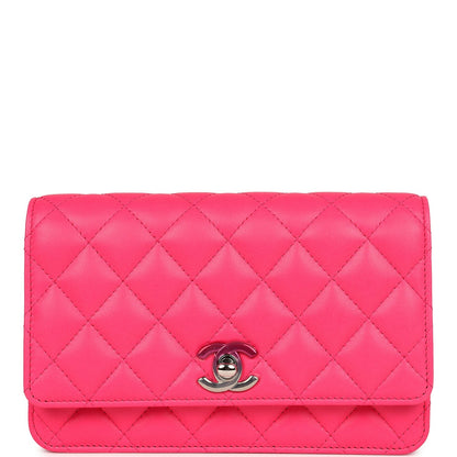 Chanel Wallet on Chain WOC Hot Pink Lambskin Ombre Mixed Metal Hardware
