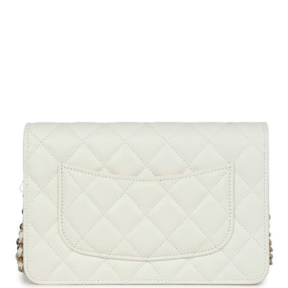 Chanel Classic Wallet on Chain WOC Bow White Caviar Gold Hardware