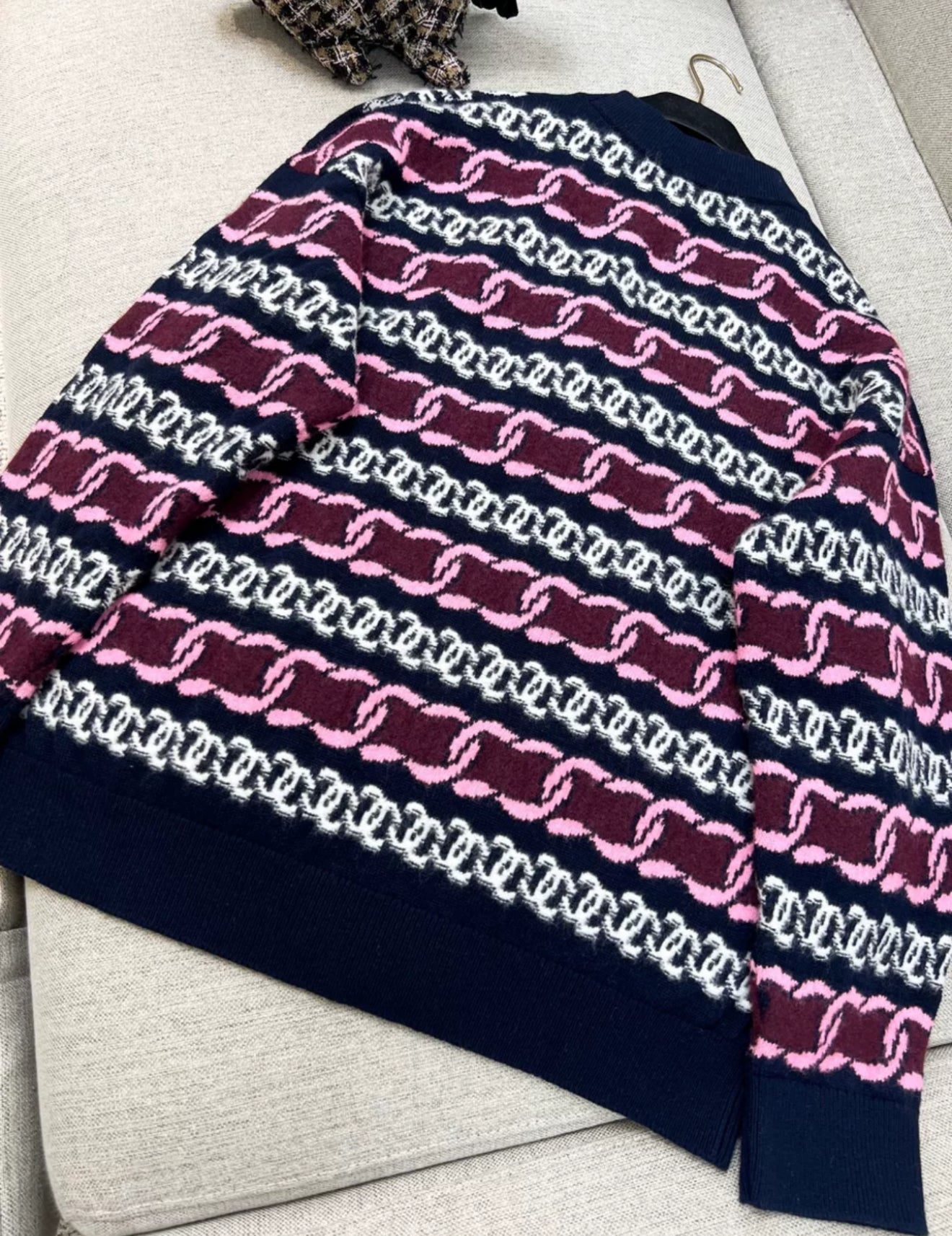 Chanel 23B Navy blue & Burgundy Cardigan