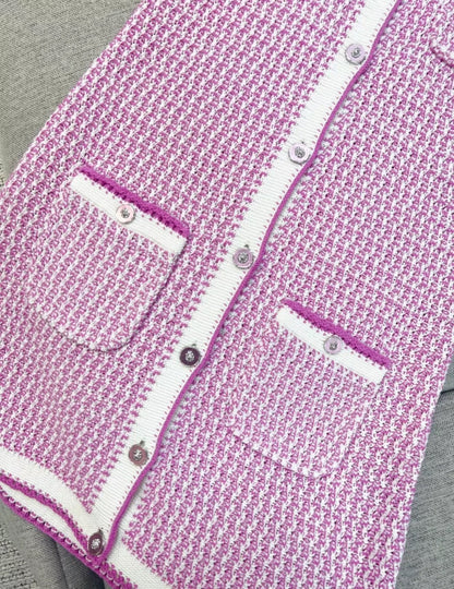 Chanel 22p pink cotton knitted dress