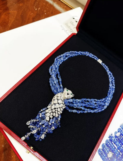 Cartier Panther Necklace with Sapphires and diamonds Reference: CRHP700831