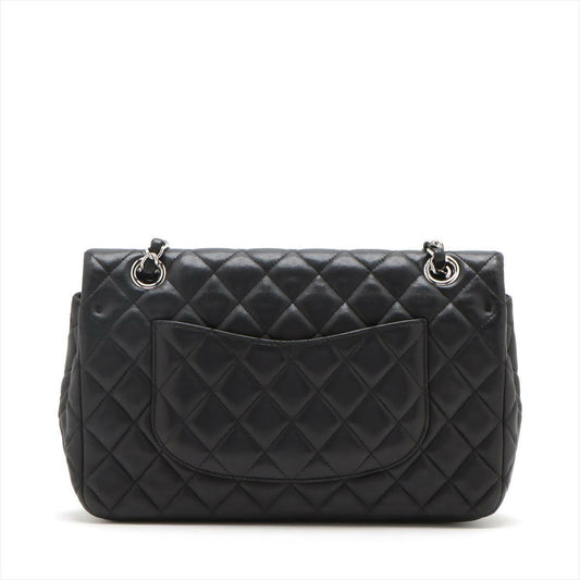 Chanel Black Matelasse Lambskin Single Flap Double Chain Bag with Silver Hardware