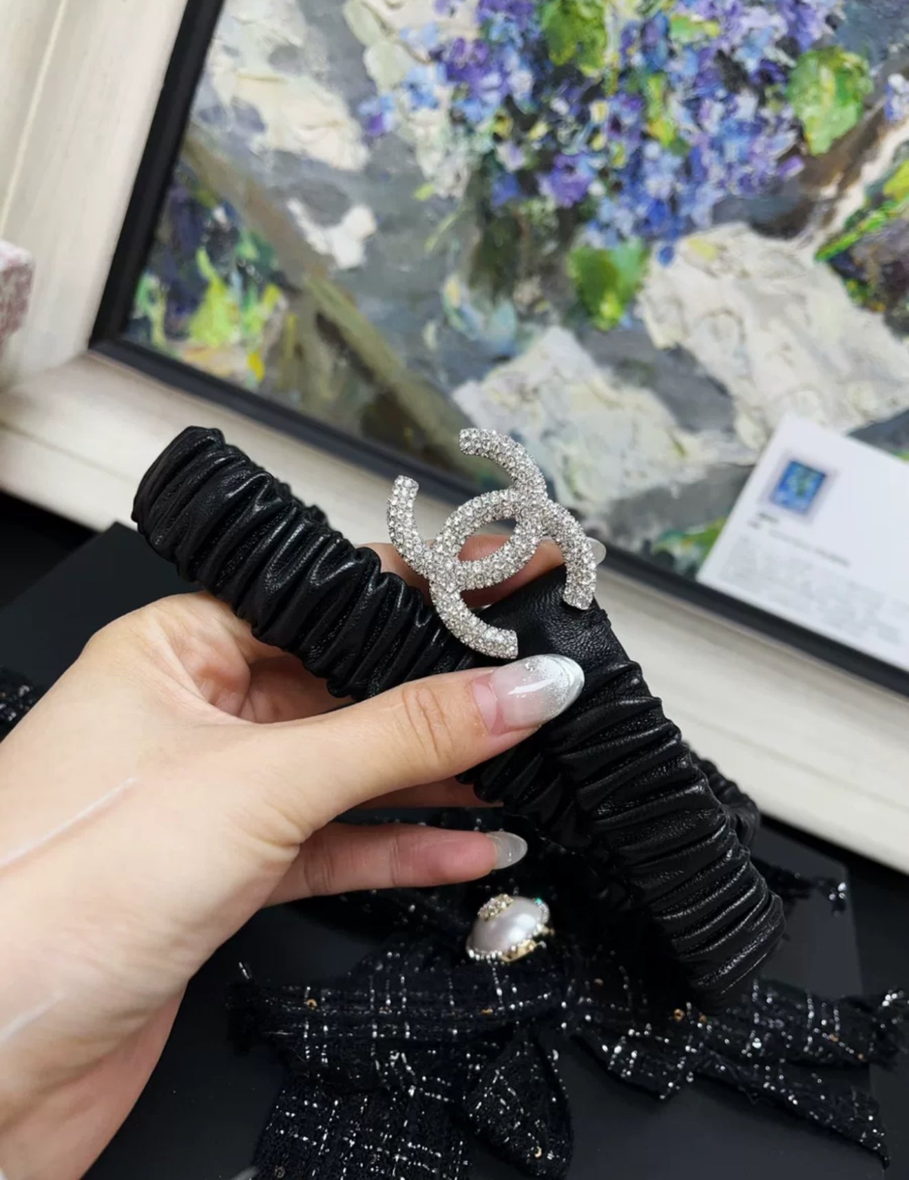 Chanel 21S double CC black  belt