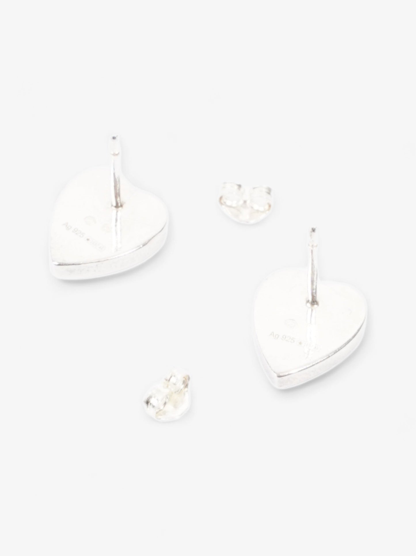 Gucci Heart Stud Earrings Silver Silver Sterling