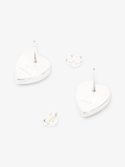 Gucci Heart Stud Earrings Silver Silver Sterling