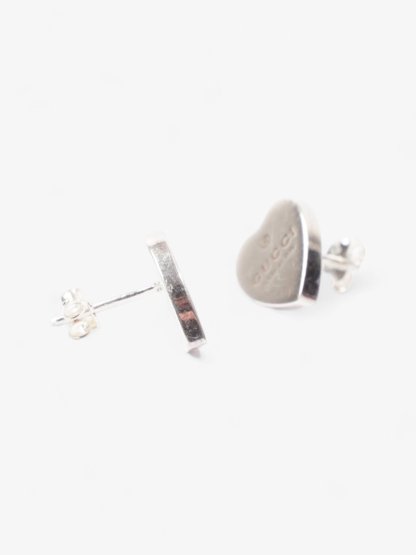 Gucci Heart Stud Earrings Silver Silver Sterling