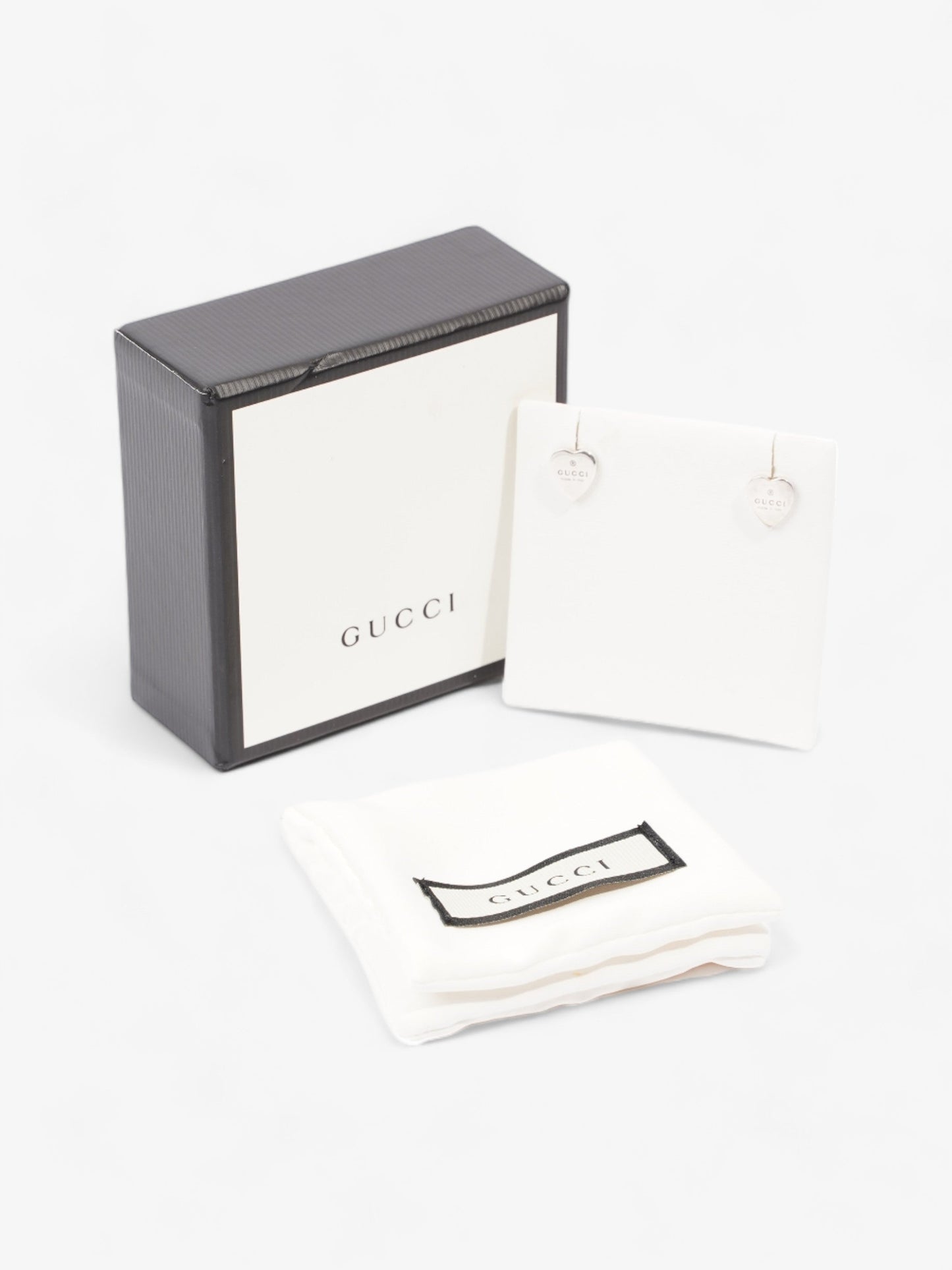 Gucci Heart Stud Earrings Silver Silver Sterling