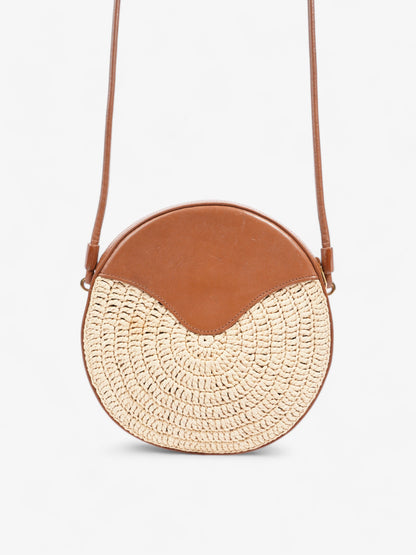 Saint Laurent Raffia Round Crossbody Bag Brown / Straw  Straw, Leather