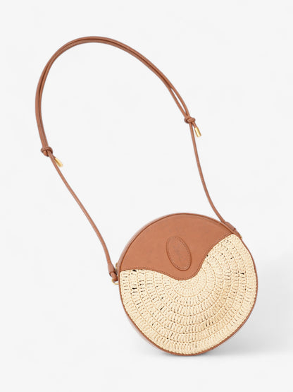 Saint Laurent Raffia Round Crossbody Bag Brown / Straw  Straw, Leather