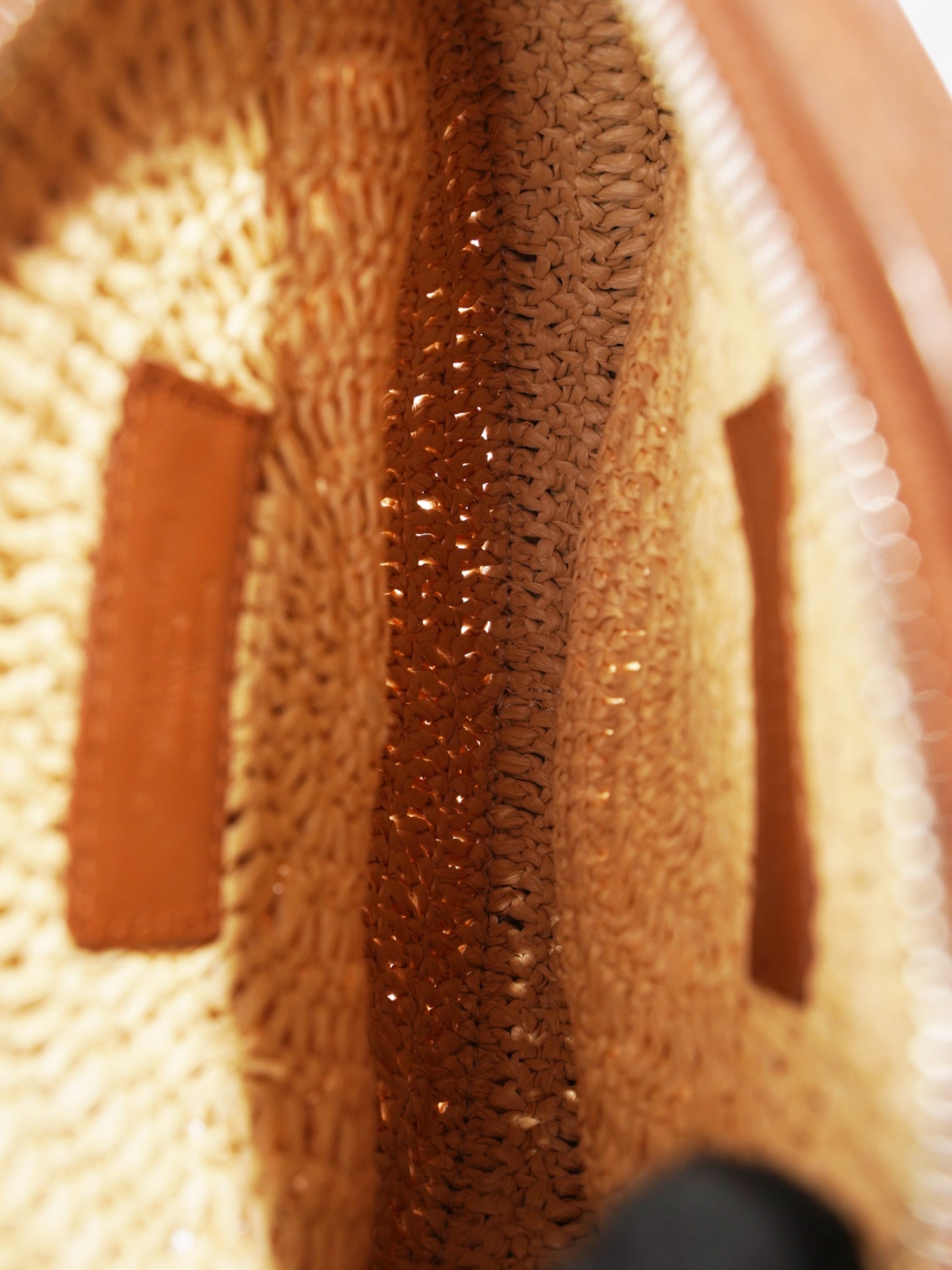 Saint Laurent Raffia Round Crossbody Bag Brown / Straw  Straw, Leather