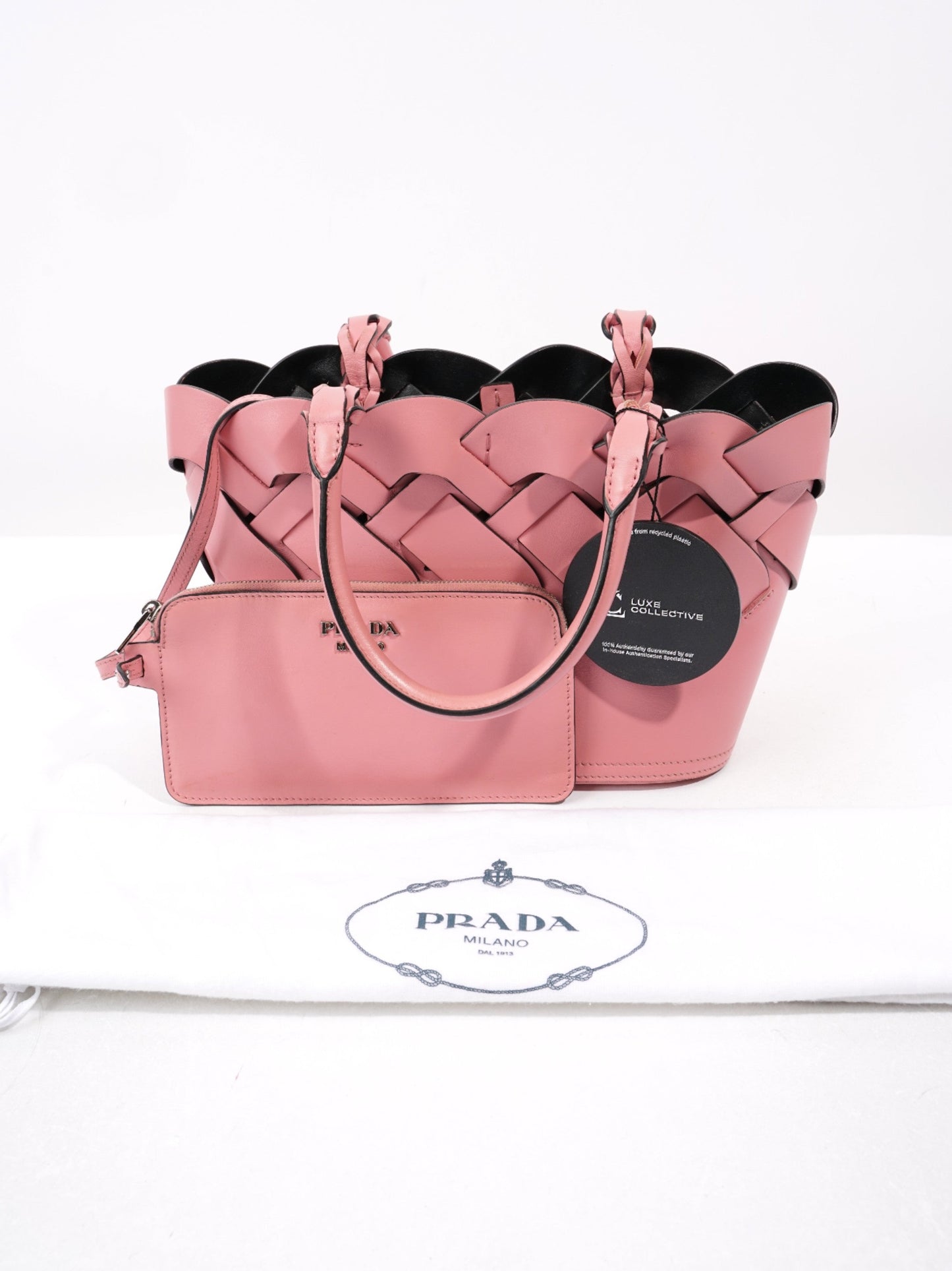 Prada Woven Leather Tote Pink