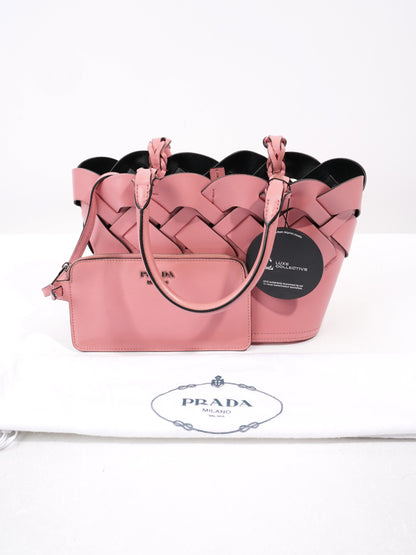 Prada Woven Leather Tote Pink