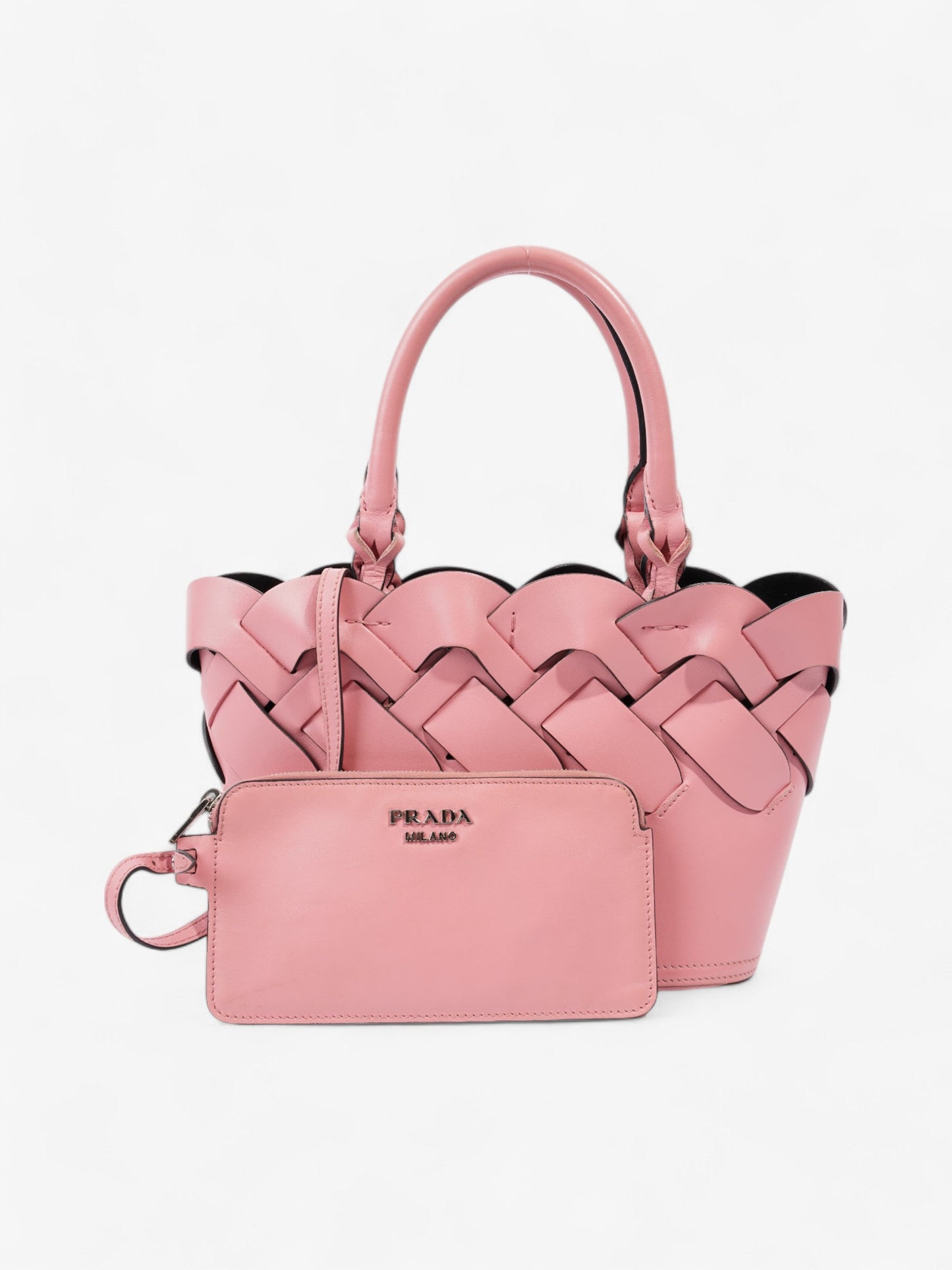 Prada Woven Leather Tote Pink