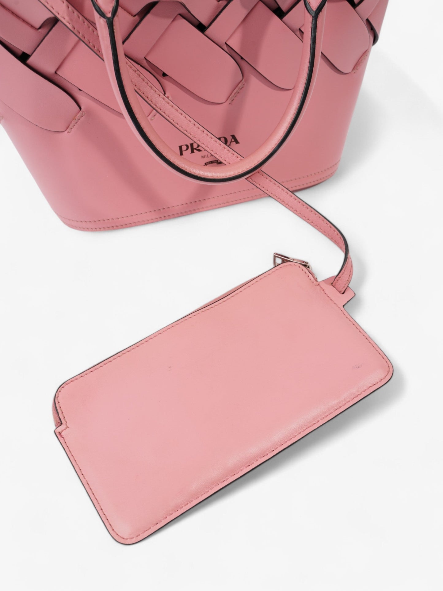 Prada Woven Leather Tote Pink