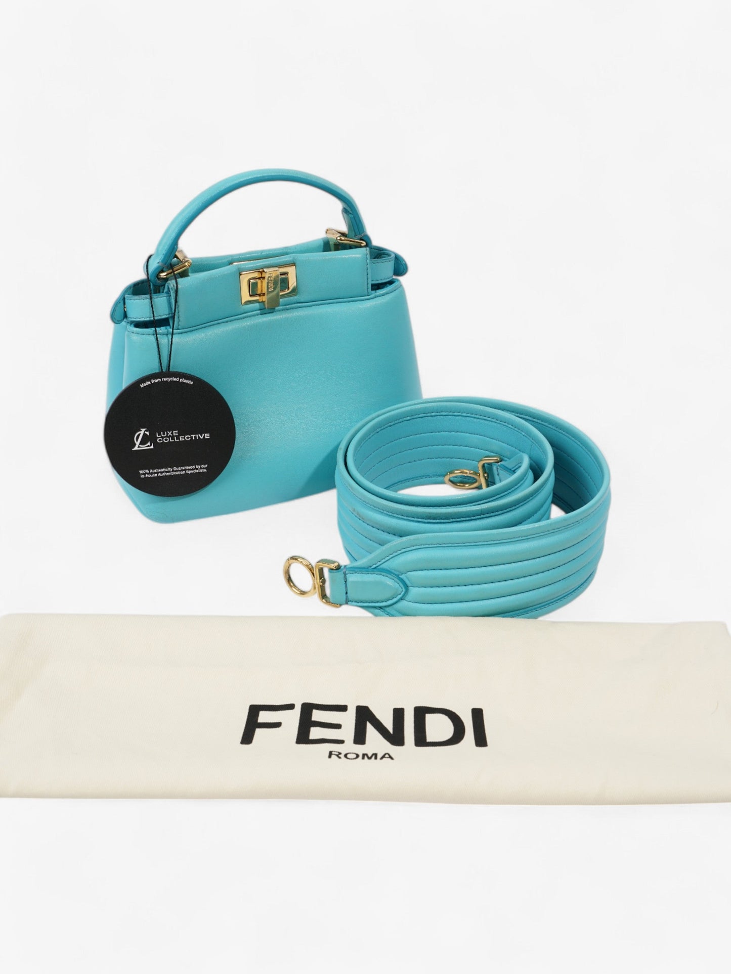 Fendi Peekaboo Light Blue  Nappa Leather