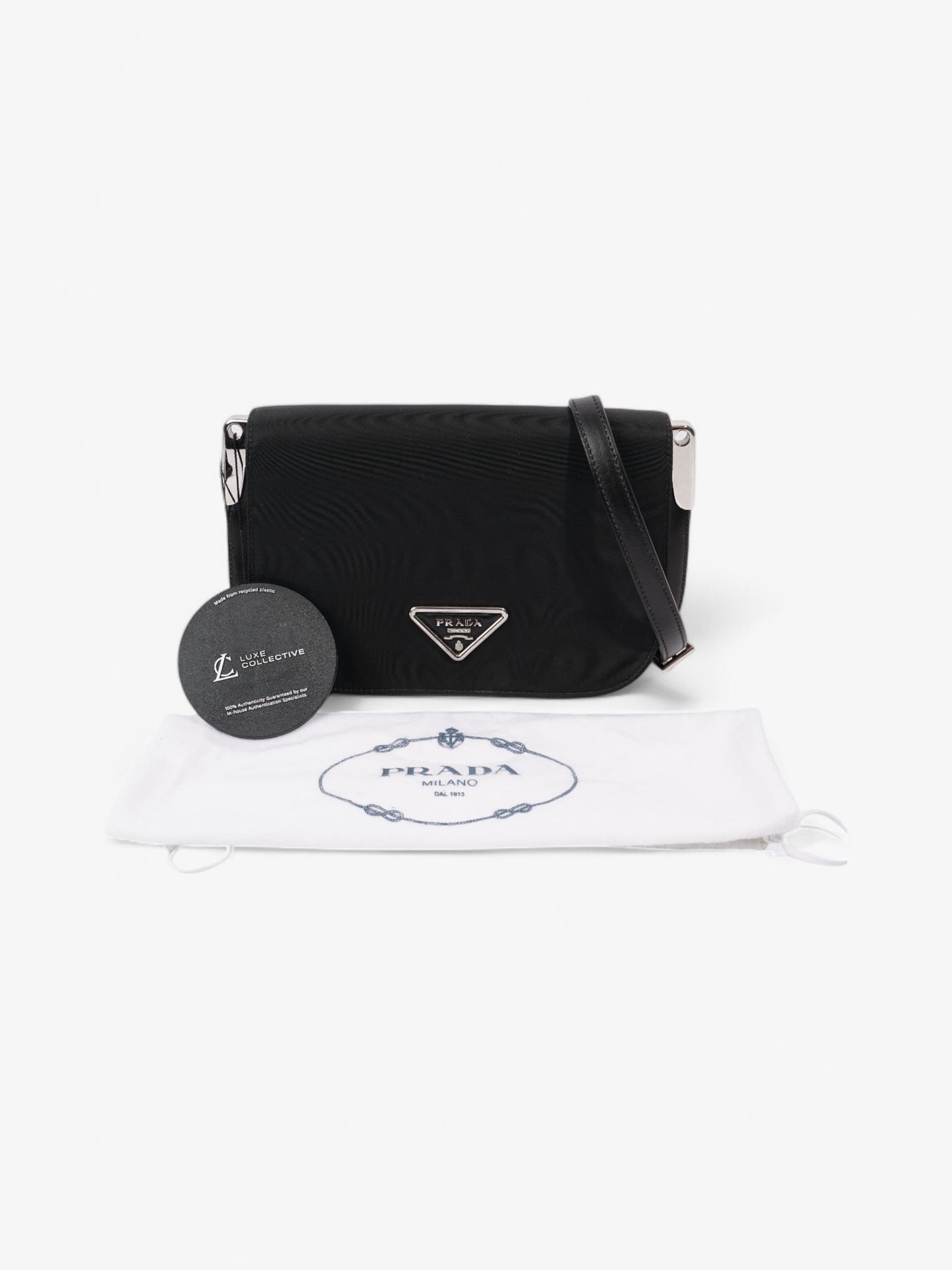 Prada Nylon and Leather Shoulder Bag in Black Black Nylon