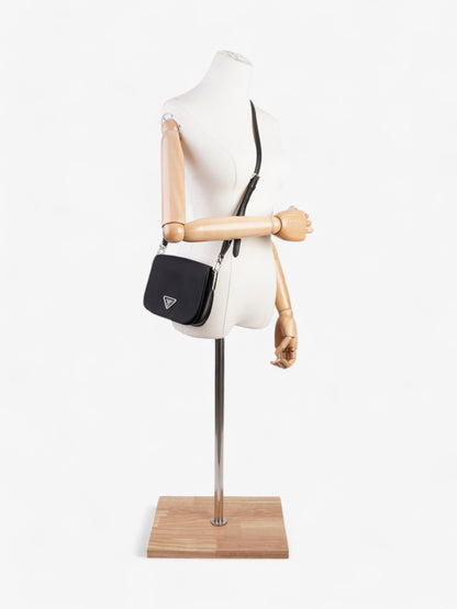 Prada Nylon and Leather Shoulder Bag in Black Black Nylon