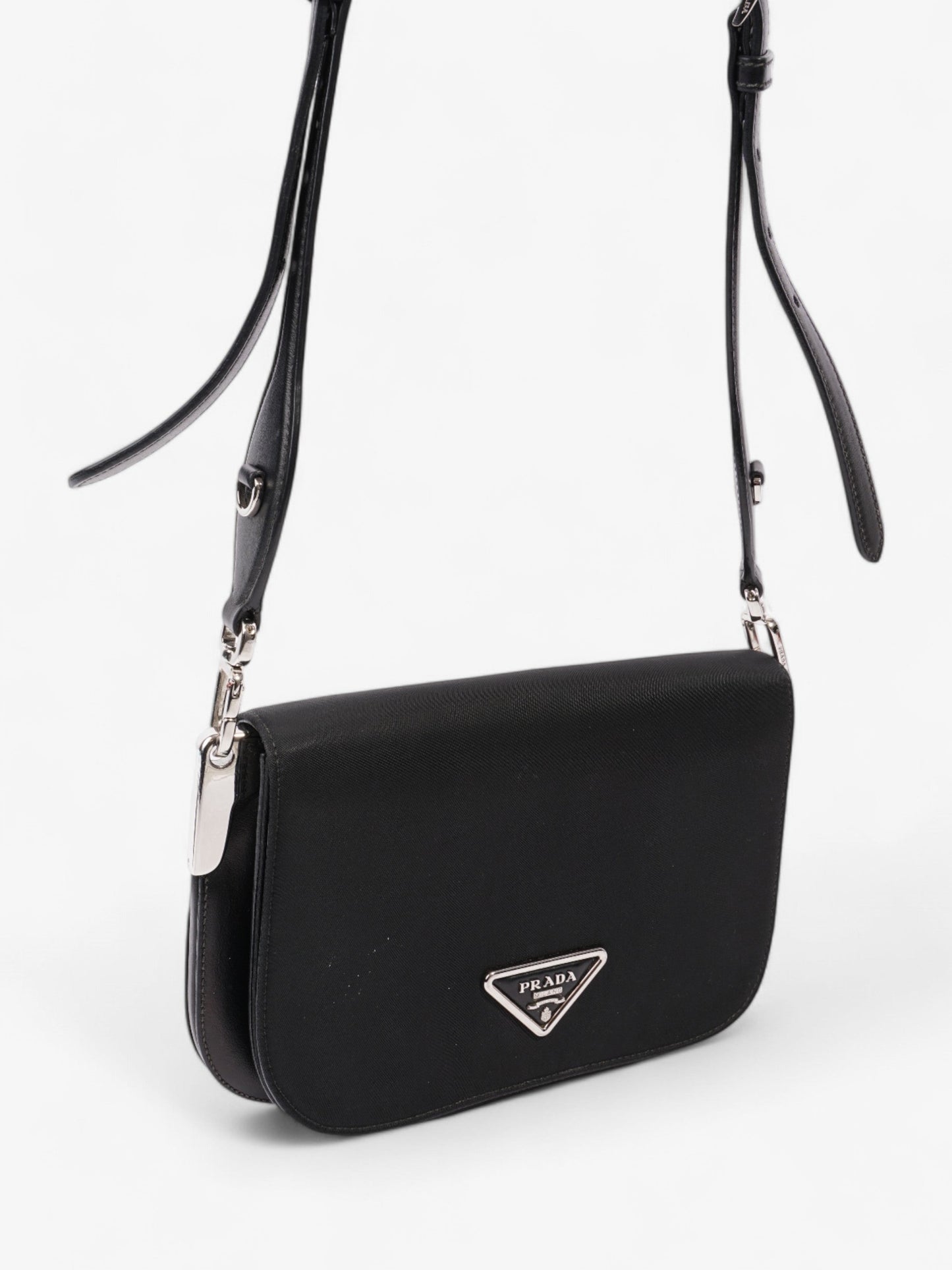 Prada Nylon and Leather Shoulder Bag in Black Black Nylon