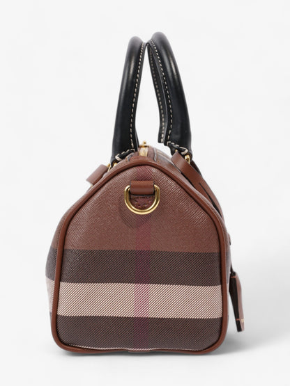 Burberry Mini Bowling Bag Brown / White  / Black Coated Canvas