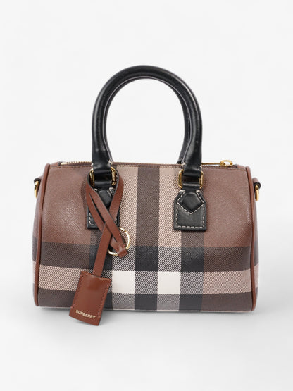 Burberry Mini Bowling Bag Brown / White  / Black Coated Canvas