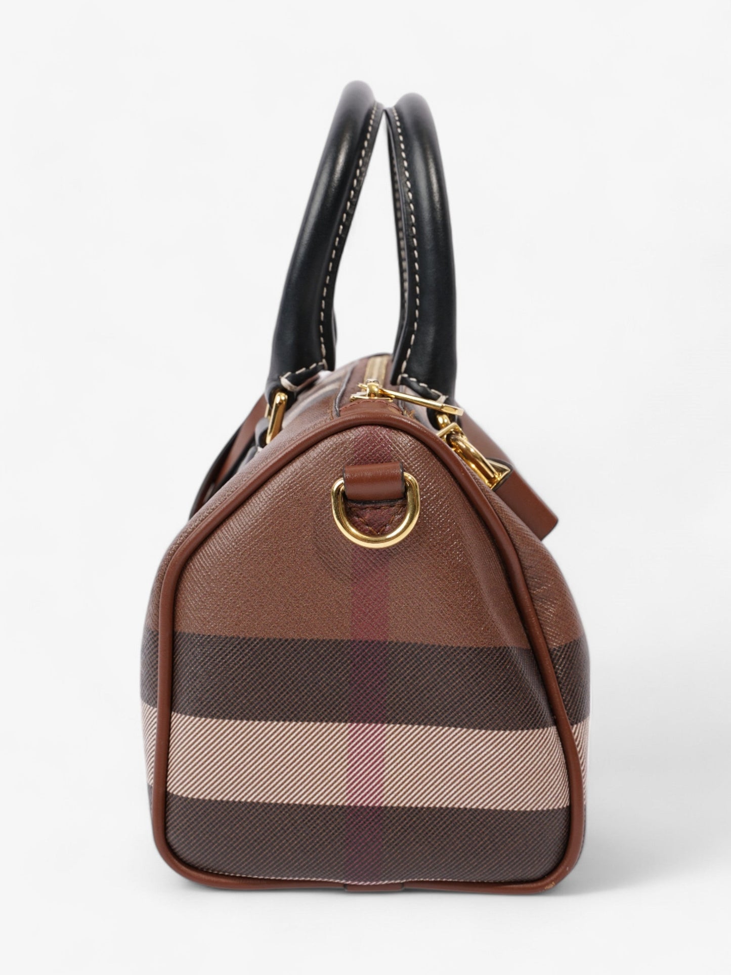Burberry Mini Bowling Bag Brown / White  / Black Coated Canvas