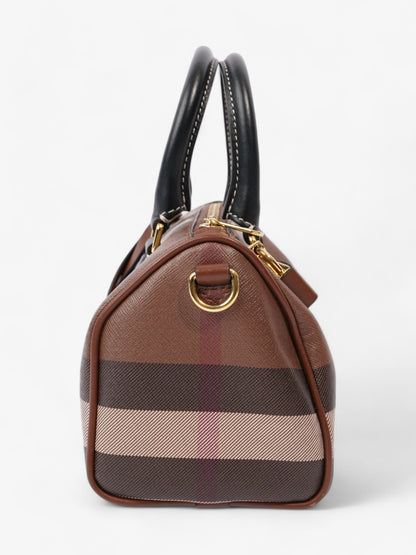 Burberry Mini Bowling Bag Brown / White  / Black Coated Canvas