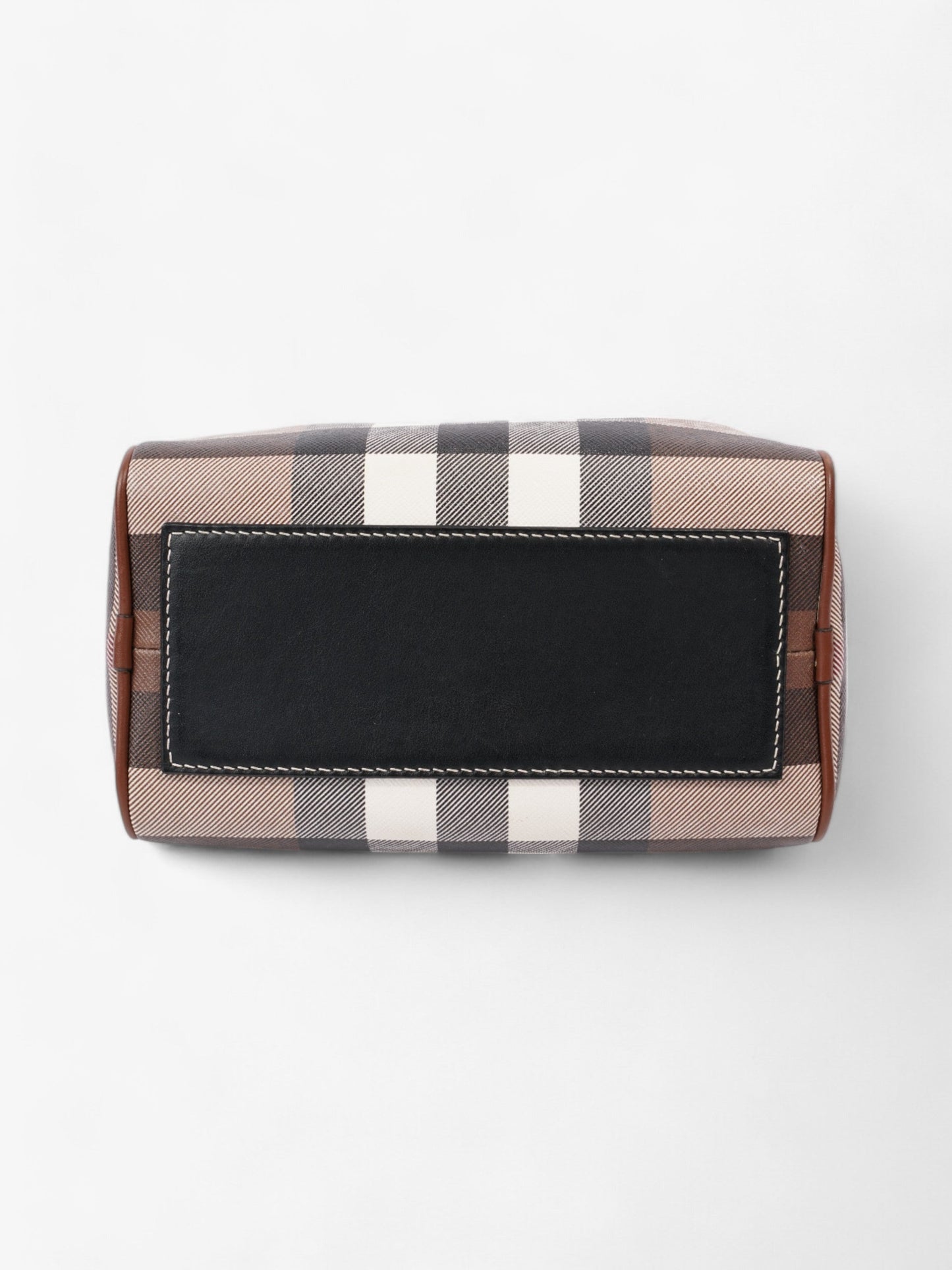 Burberry Mini Bowling Bag Brown / White  / Black Coated Canvas