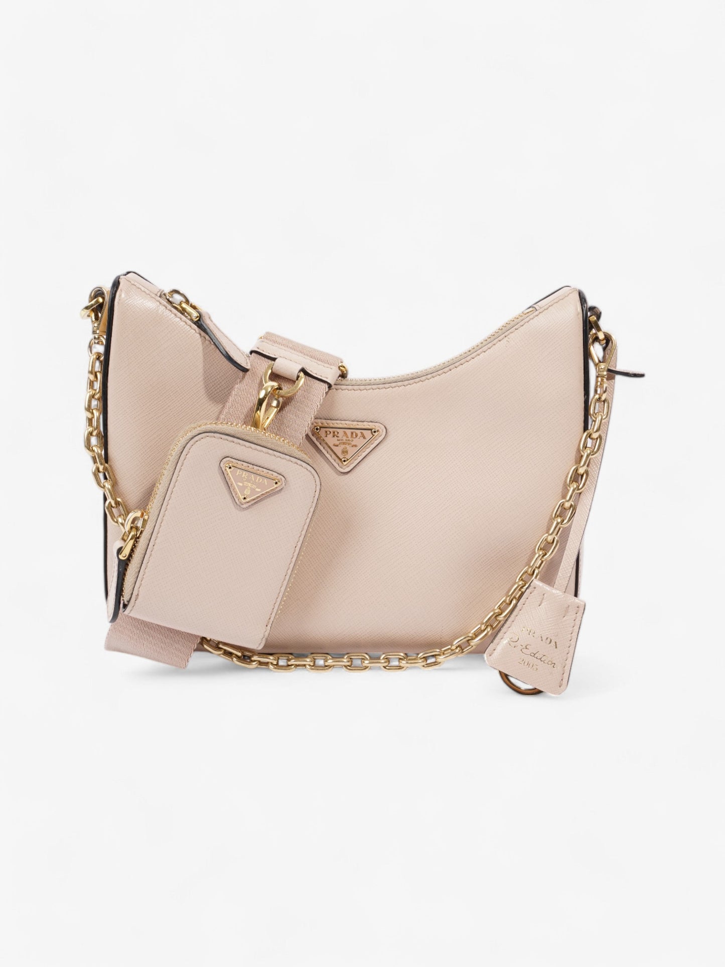 Prada Hobo Re-Edition 2005 Nude Saffiano Leather
