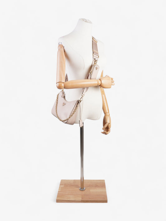 Prada Hobo Re-Edition 2005 Nude Saffiano Leather