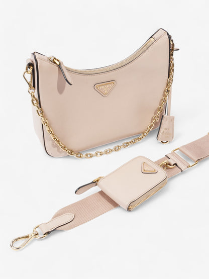 Prada Hobo Re-Edition 2005 Nude Saffiano Leather