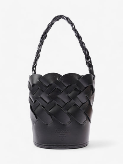 Prada Woven Bucket Bag Black Leather