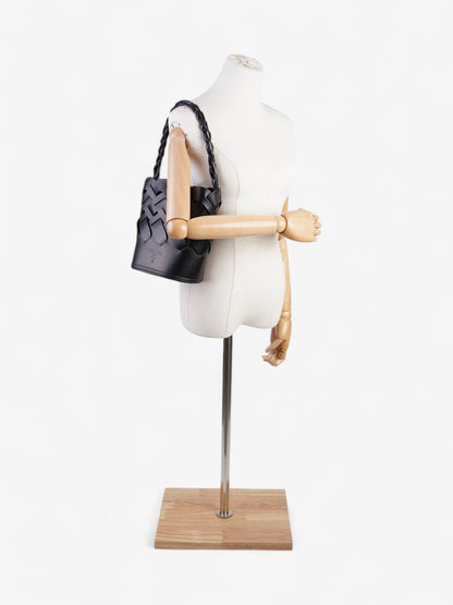 Prada Woven Bucket Bag Black Leather