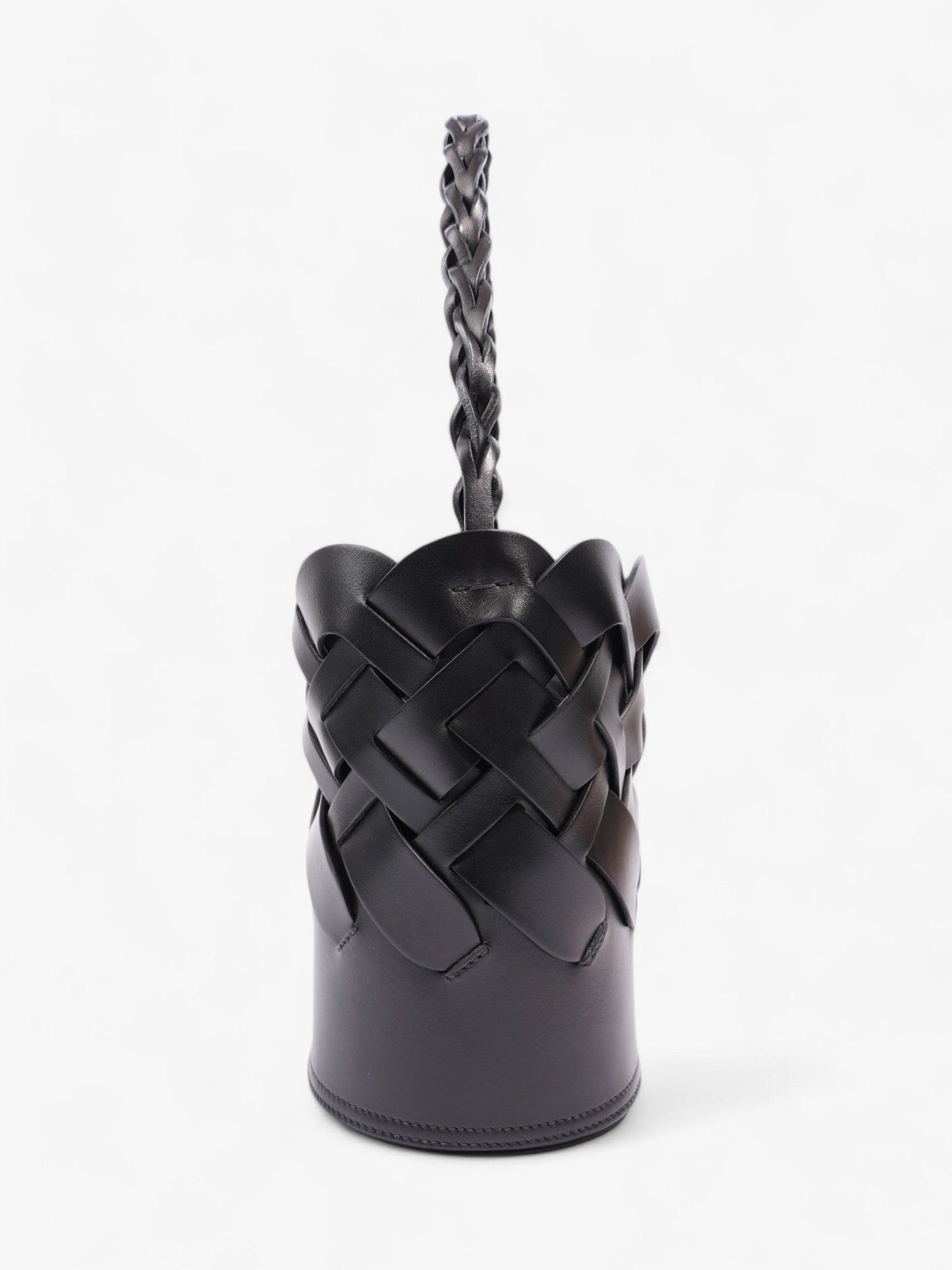 Prada Woven Bucket Bag Black Leather