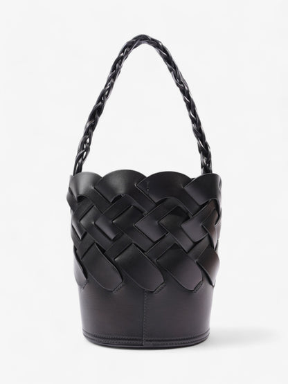 Prada Woven Bucket Bag Black Leather