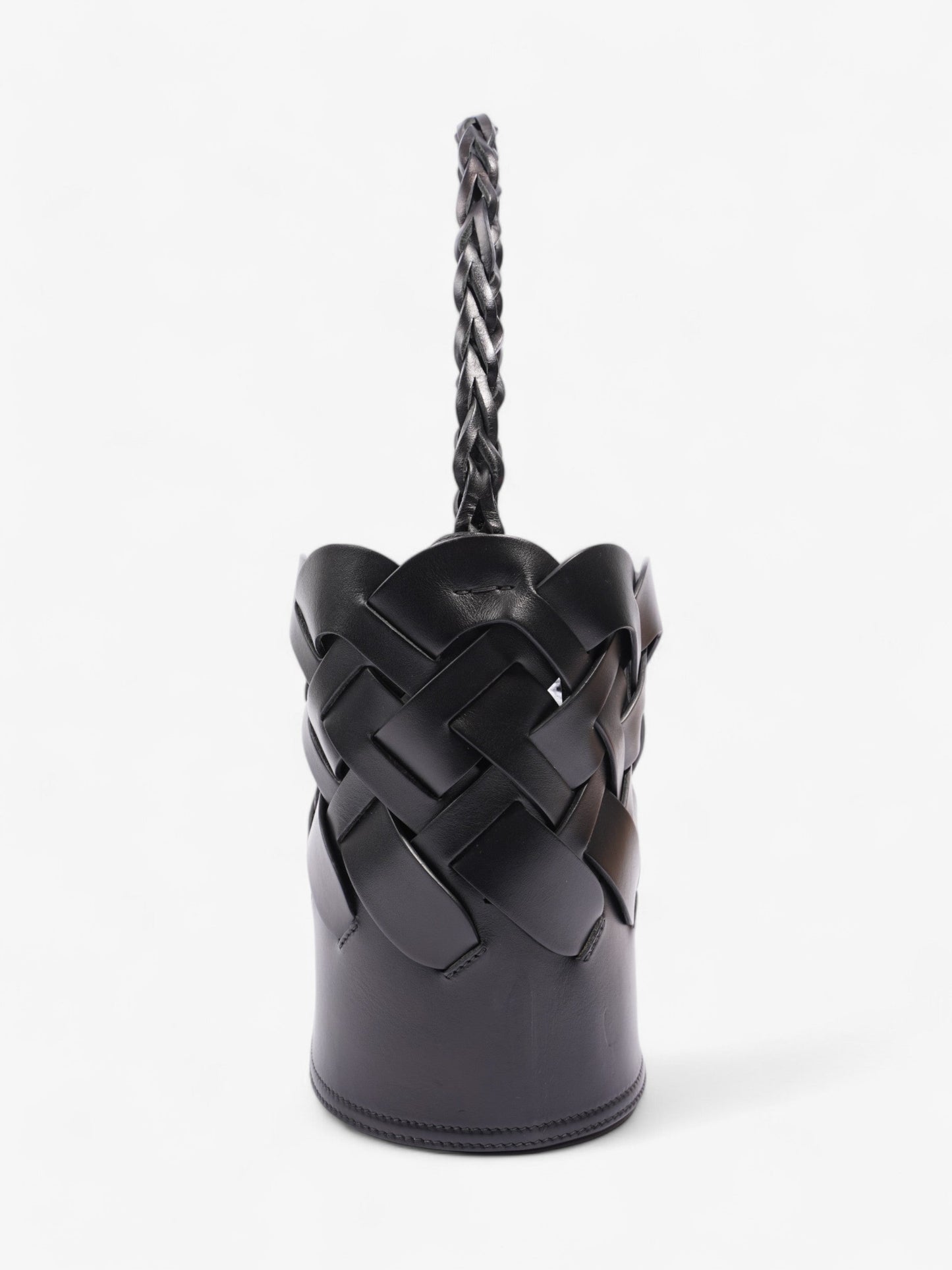 Prada Woven Bucket Bag Black Leather