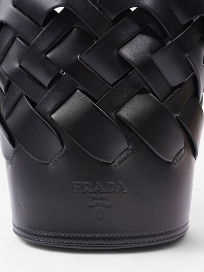 Prada Woven Bucket Bag Black Leather