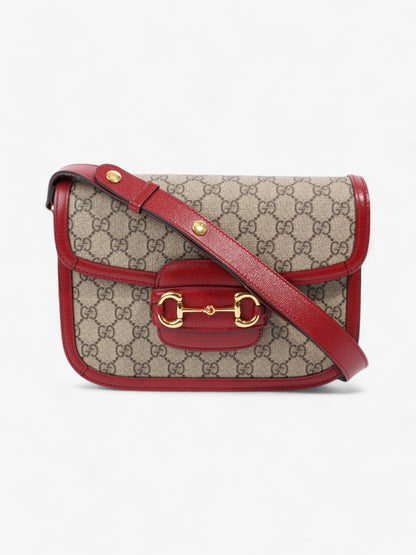 Gucci Horsebit 1955 Shoulder Bag in Coated GG Canvas with Red Leather Red / Monogram Coated Canvas
