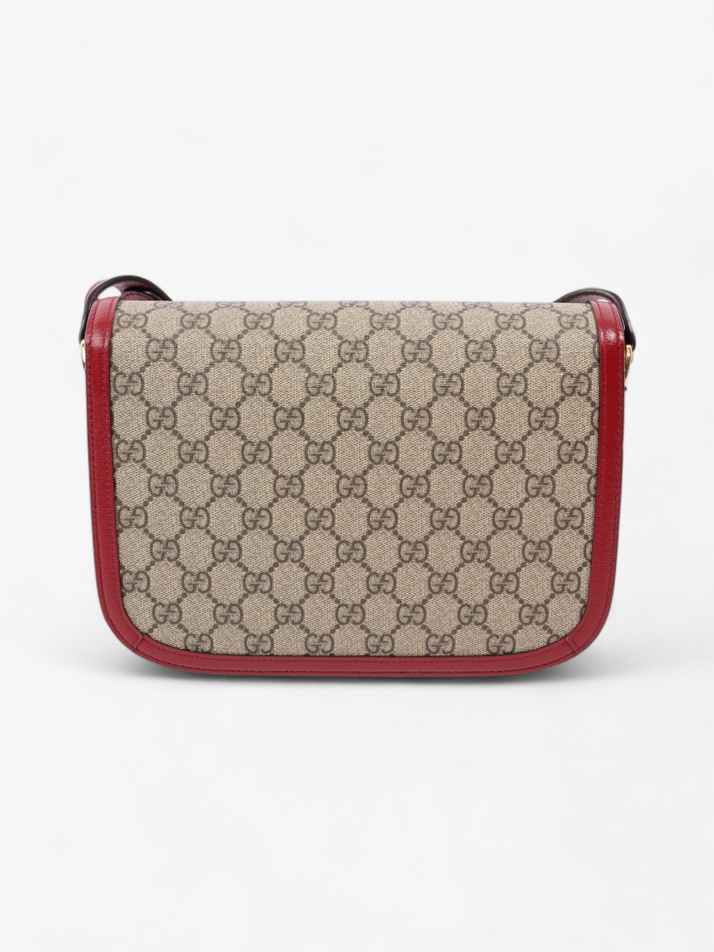Gucci Horsebit 1955 Shoulder Bag in Coated GG Canvas with Red Leather Red / Monogram Coated Canvas