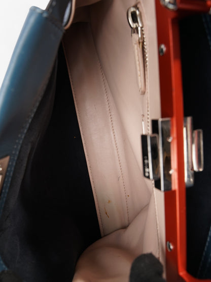 Fendi Peekaboo Handbag Blue / Orange Leather
