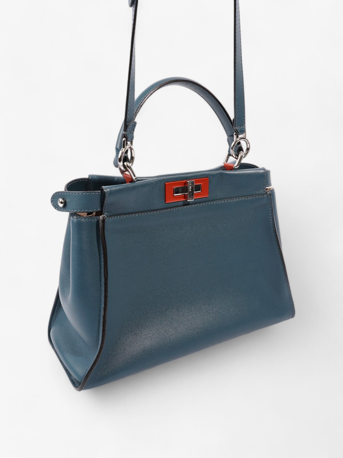 Fendi Peekaboo Handbag Blue / Orange Leather