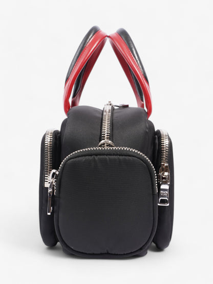 Prada Triangle Nylon Shoulder Bag Black / Red  Nylon, Leather