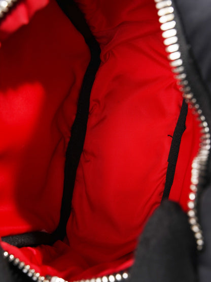 Prada Triangle Nylon Shoulder Bag Black / Red  Nylon, Leather