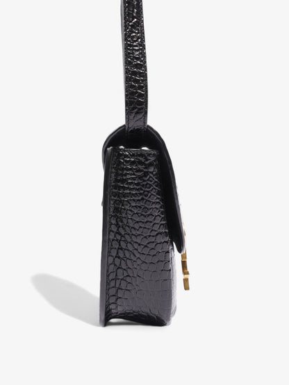 Saint Laurent Kaia Shoulder Bag Black Embossed Leather Small