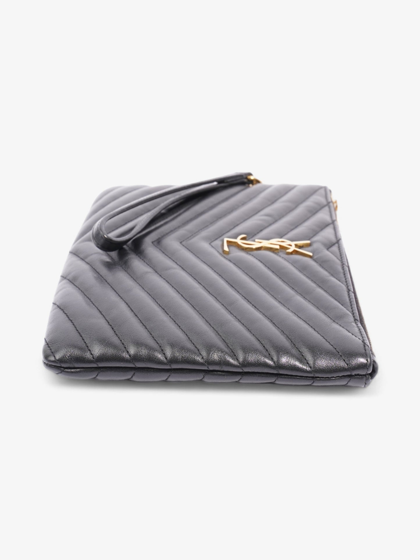 Saint Laurent Monogram Wristlet Black Leather