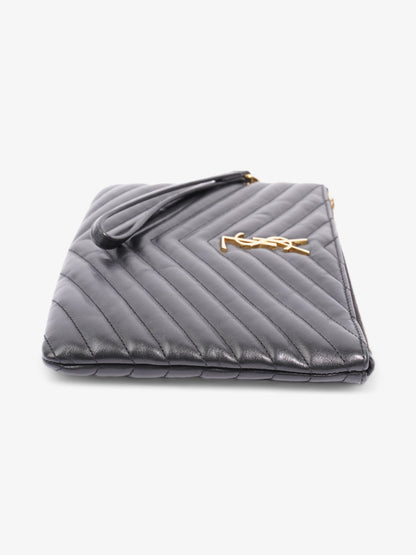 Saint Laurent Monogram Wristlet Black Leather