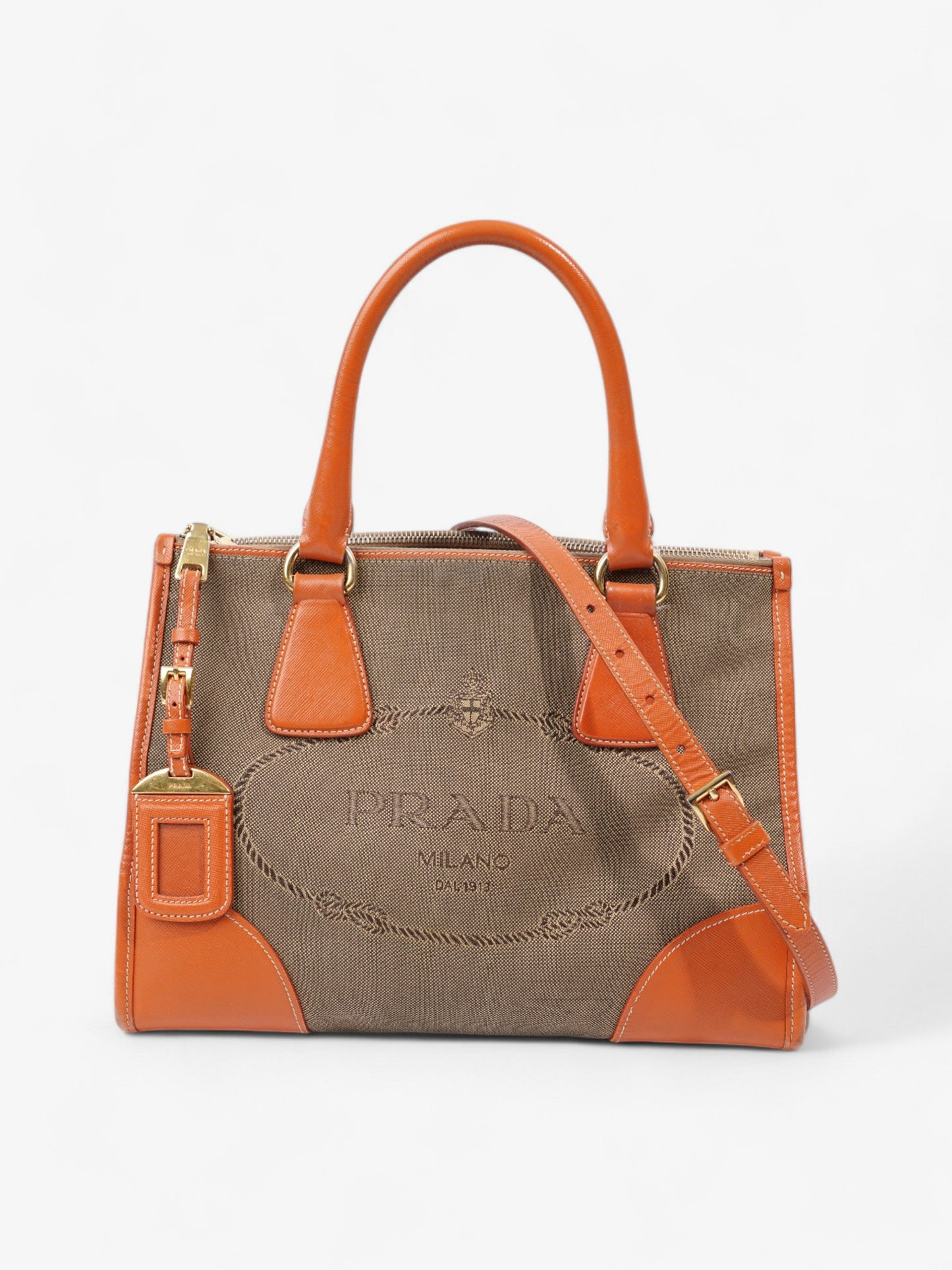 Prada Canvas Tote Brown / Beige / Orange Canvas