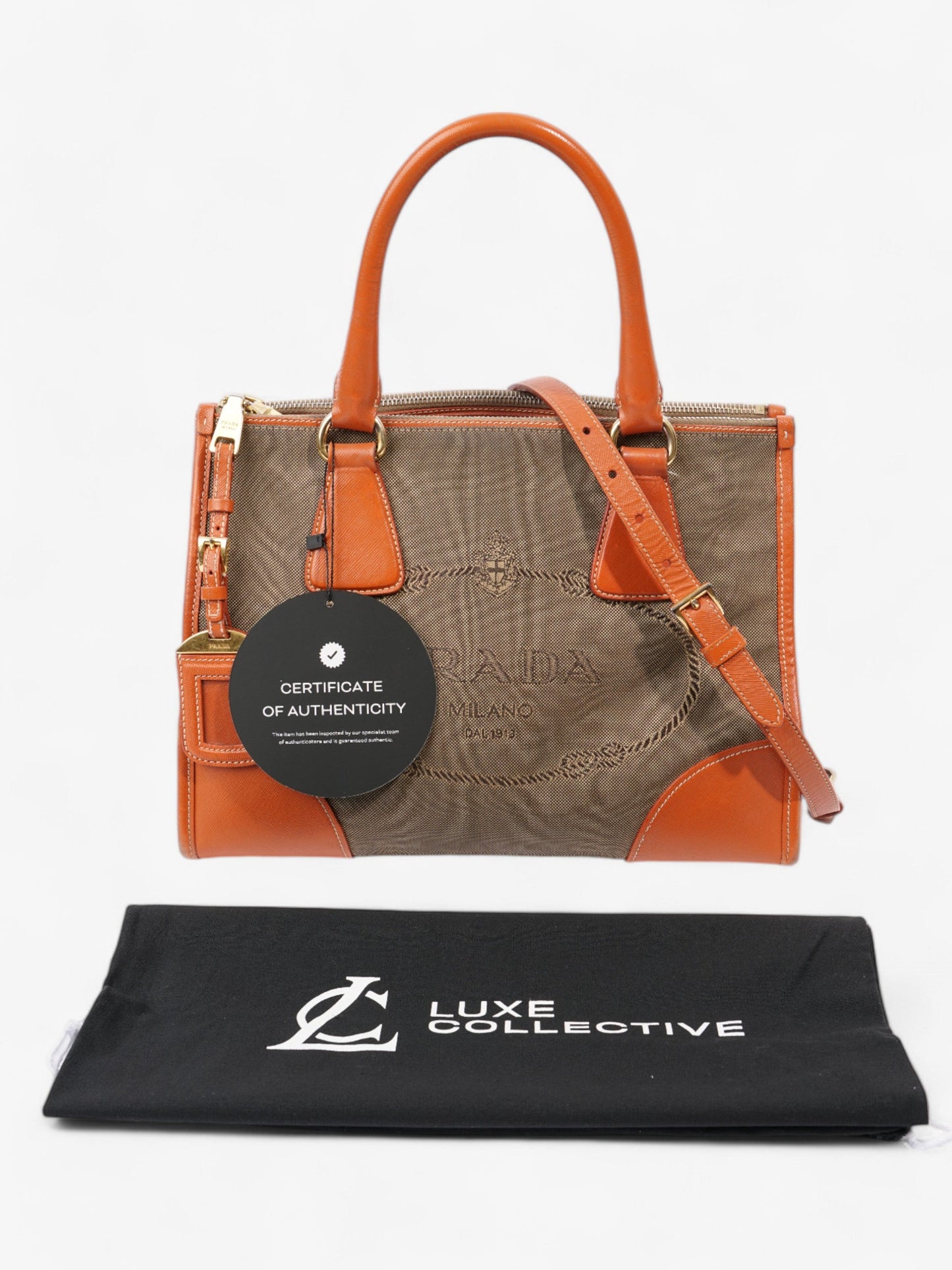 Prada Canvas Tote Brown / Beige / Orange Canvas