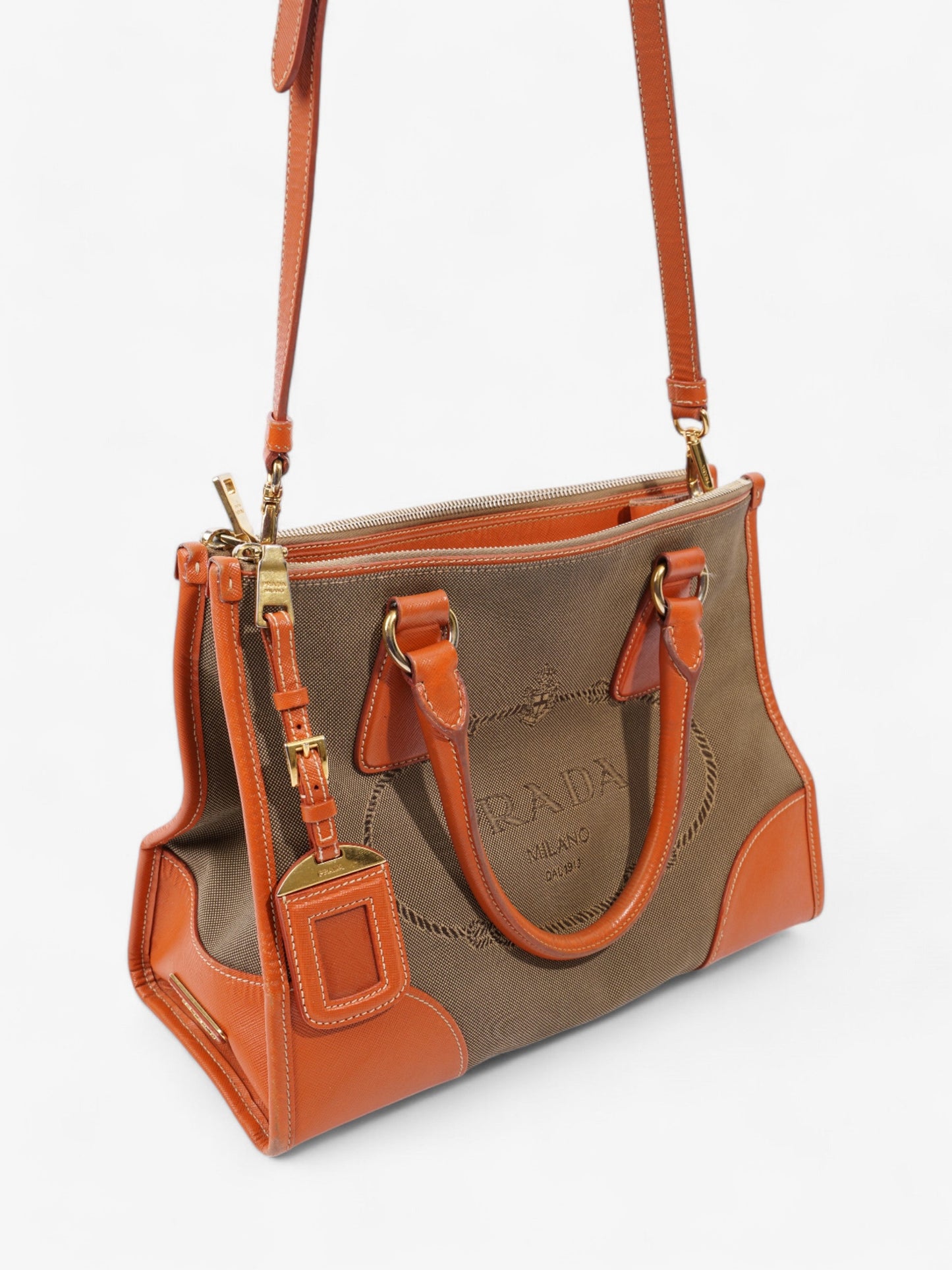 Prada Canvas Tote Brown / Beige / Orange Canvas